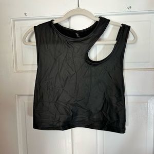 PLUS SIZE pleather cut out crop top